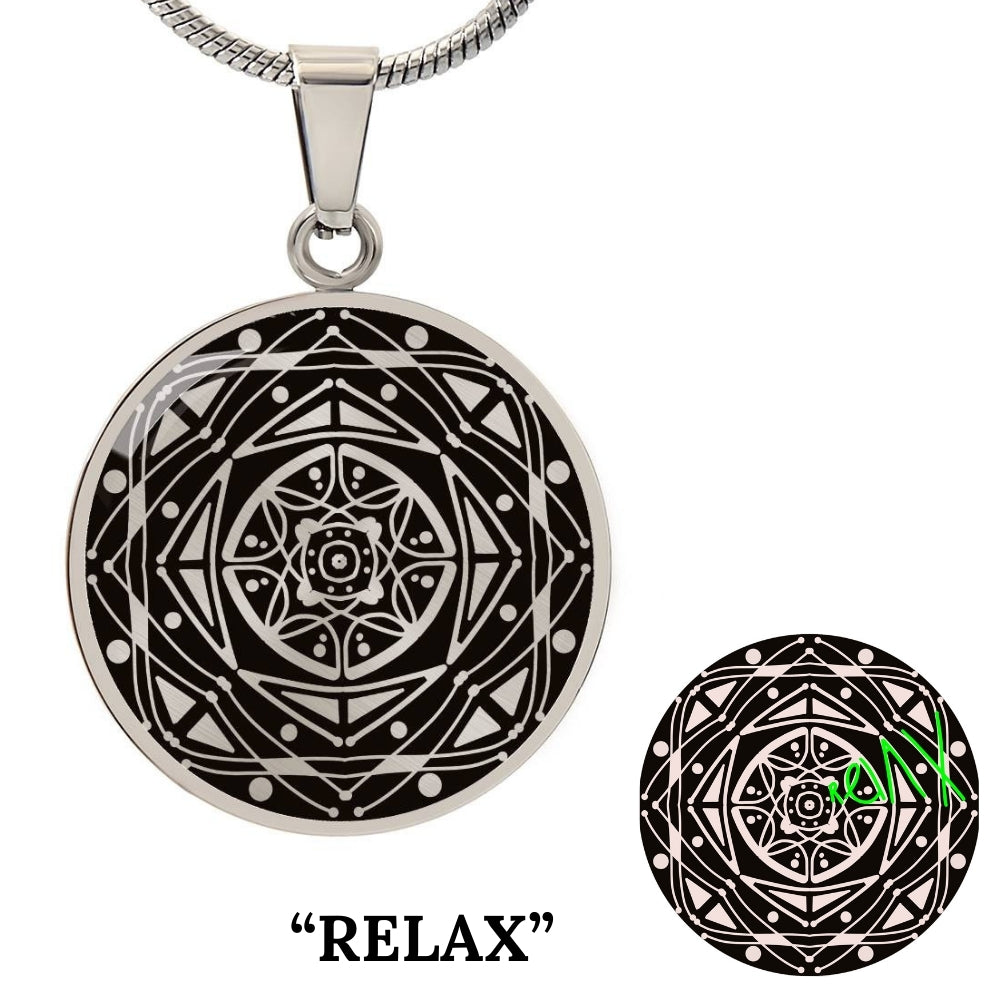 Wordala Word Mandala Necklace "RELAX"